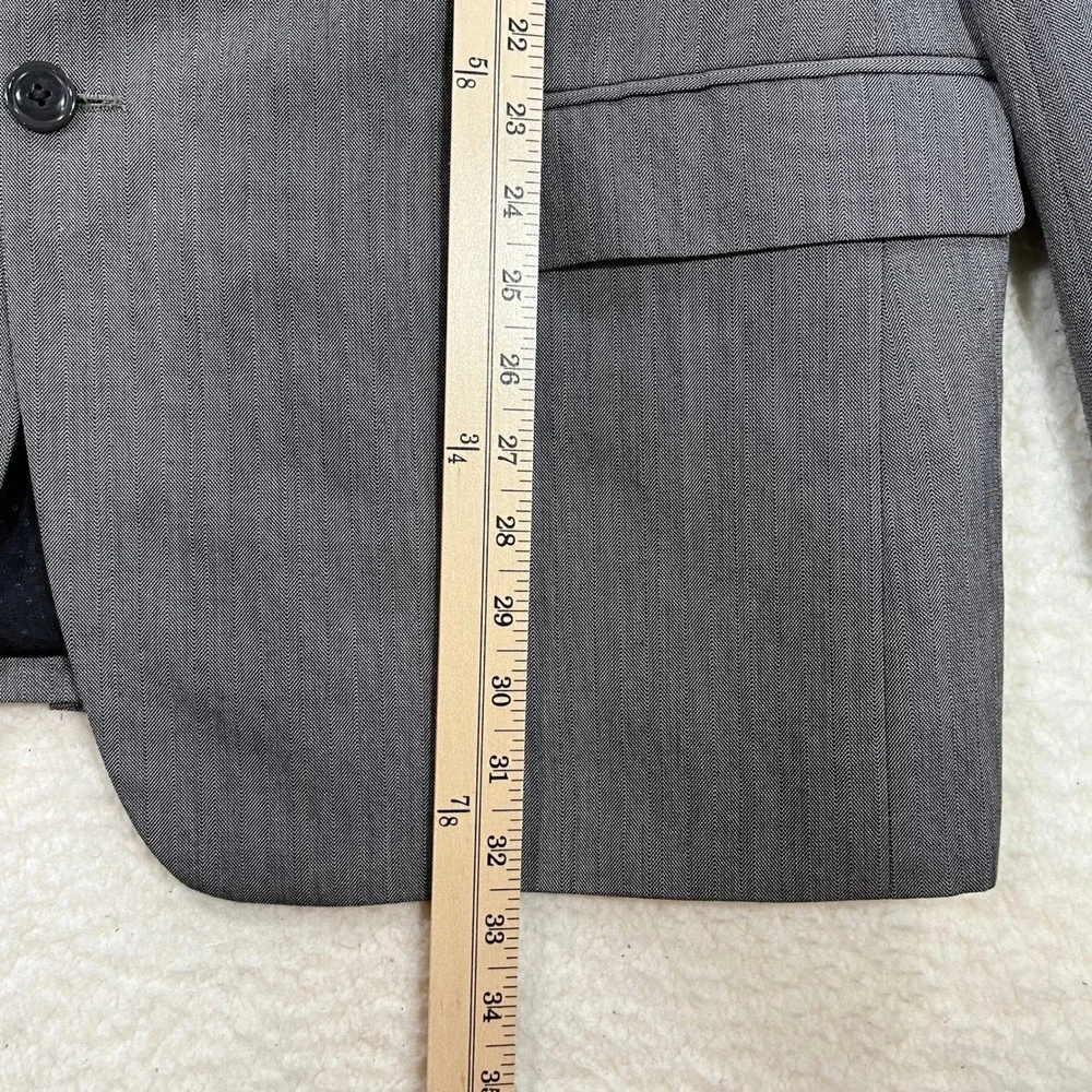Haggar Suit Jacket Mens 46R Gray Suit Up System Herringbone Blazer 1004129